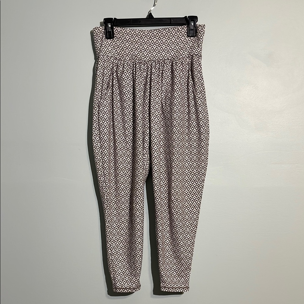 Prana Taupe & White Patterned High Rise Cropped Jogger Pants Women’s Size Small - Picture 2 of 10